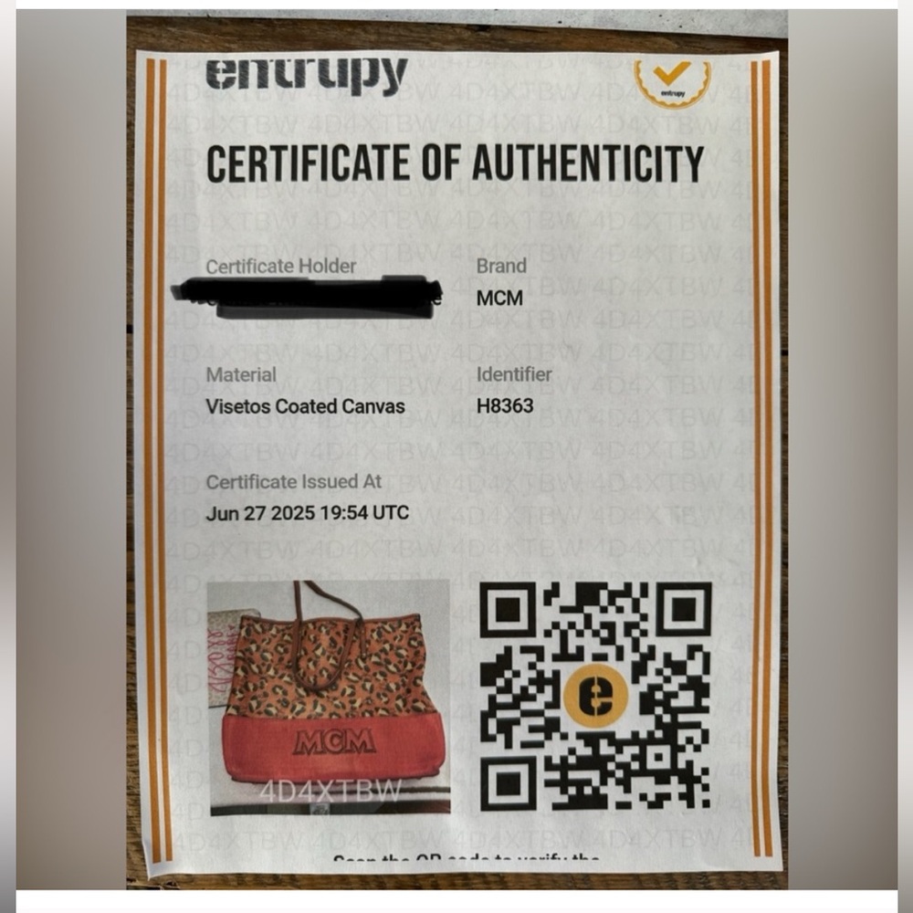 💎 RARE MCM (+COA) Limited Ed Aren Leopard Visetos Tote with Orange Leather Trim - Picture 13 of 14